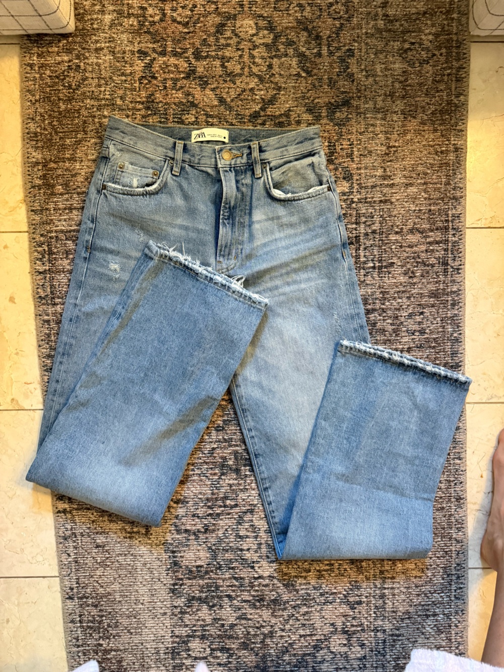 ZARA straight leg mid rise soft denim